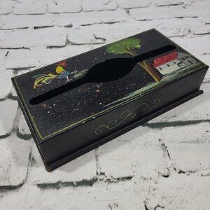 Vintage Metal Paper Towel Dispenser Tissue Box Farm House Rooster Handpainted